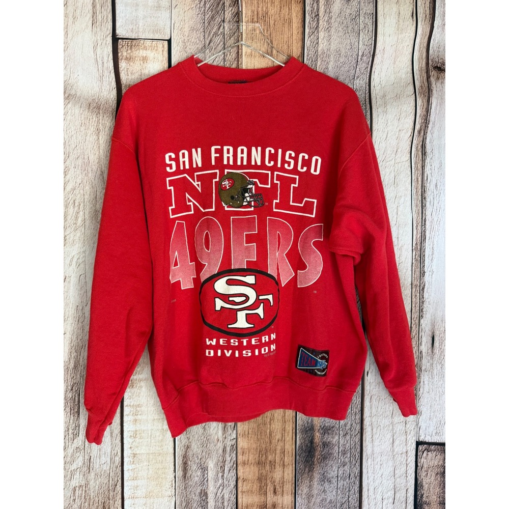 Vintage 1990s San Francisco 49ers NFL Crewneck Sweatshirt Red Made in USA Large